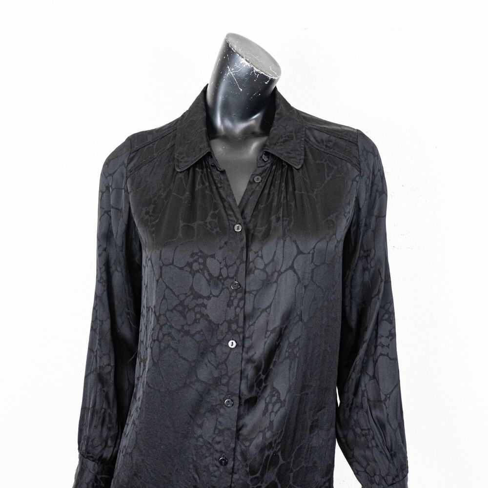 Ba&sh Doli Print button up Blouse in Black Noir Satin Viscose Size XS - Picture 11 of 11